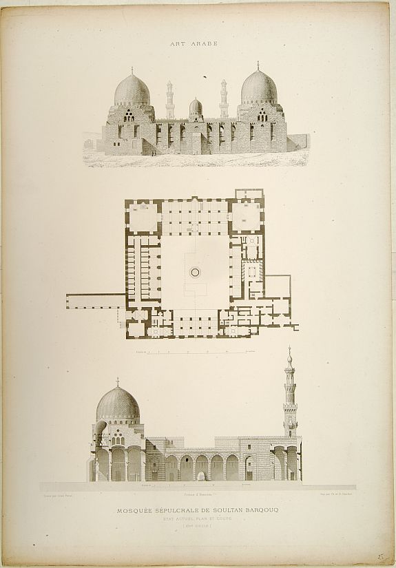 PRISSE D'AVENNES,E., Mosquée sépulcrale de Soultan Barqouq., antique map, old maps