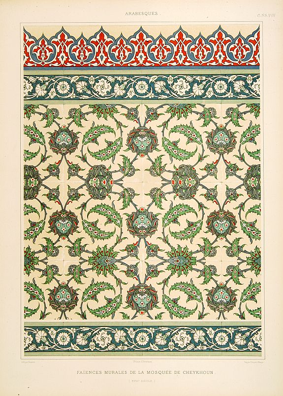 PRISSE D'AVENNES,E., Faïences murales de la Mosquée de Cheykhoun., antique map, old maps
