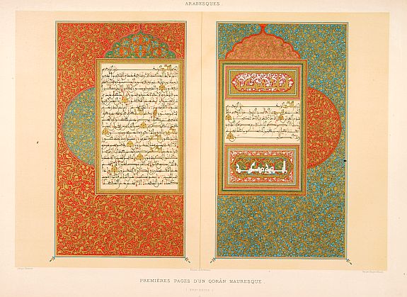 PRISSE D'AVENNES,E., Premières pages d'un Qorân Mauresque., antique map, old maps