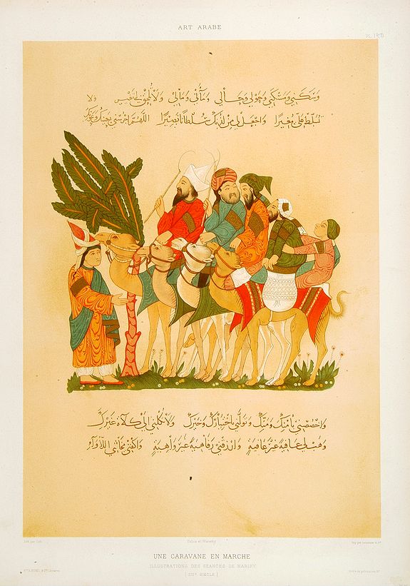 PRISSE D'AVENNES,E., Une caravane en marche. Illustrations des séances de Hariry., antique map, old maps