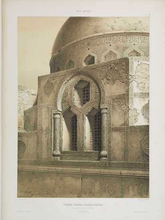 PRISSE D'AVENNES,E., Tekieh Cheikh Haçen Sadaka. Grande Fenêtre du Dôme (XIVe. siècle), antique map, old maps