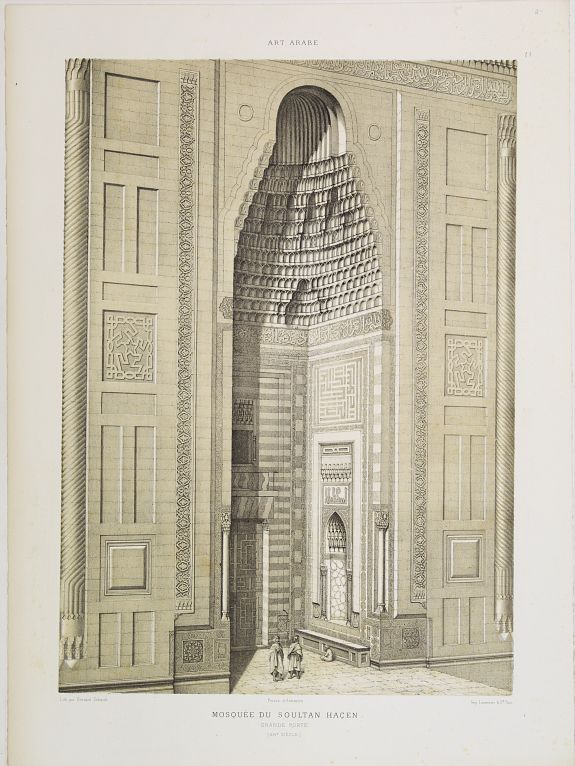 PRISSE D'AVENNES, E., Mosquée du Soultan Haçen. Grande Porte. (XIVe. siècle), antique map, old maps