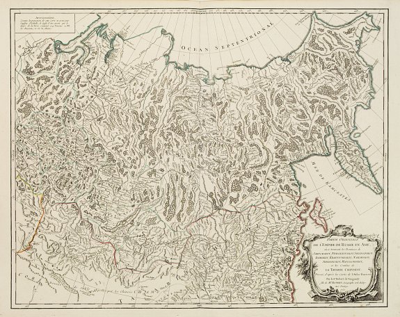 VAUGONDY, R. de, Partie Orientale de l'Empire de Russie en Asie.. et les Confins de la Tatarie Chinoise. . ., antique map, old maps