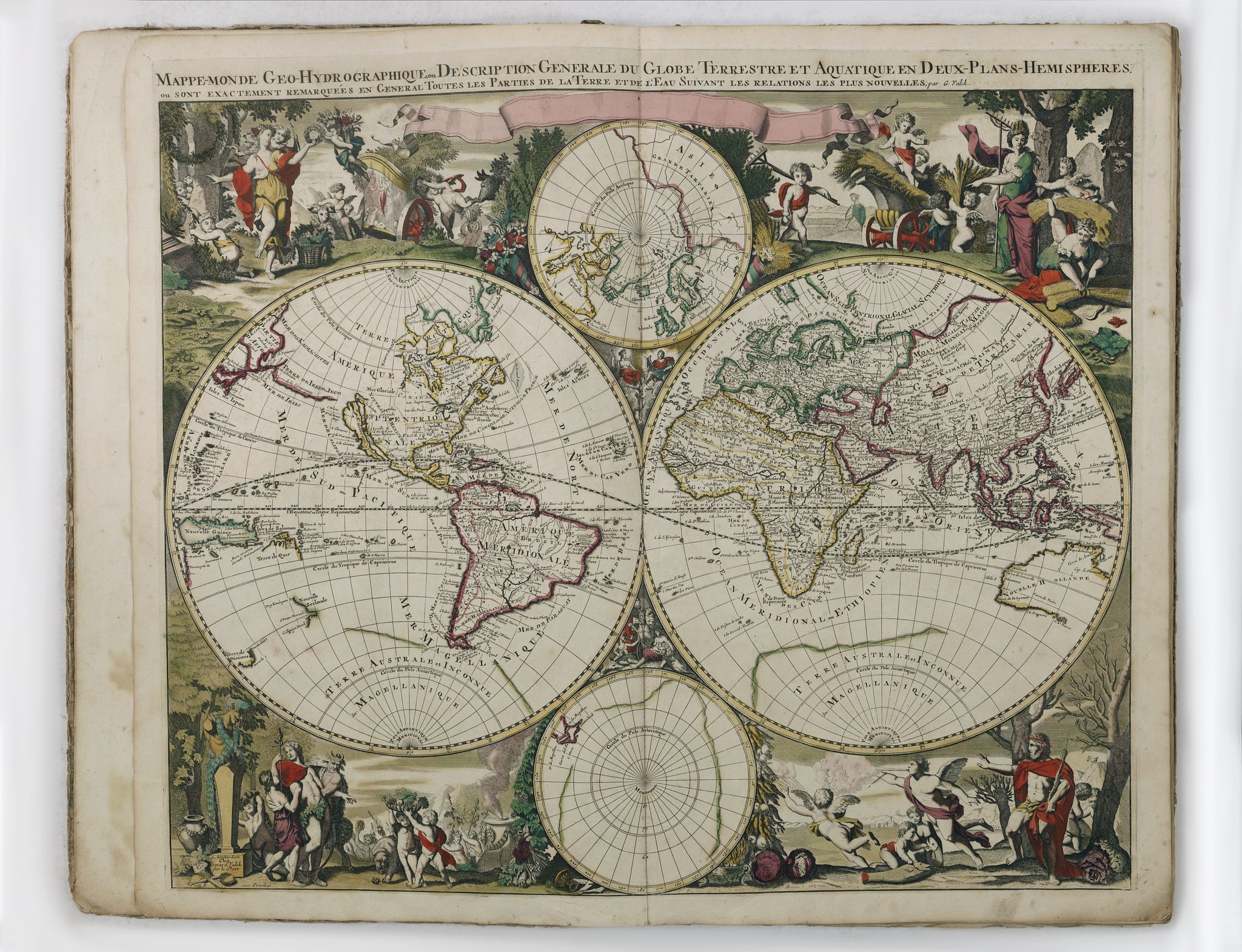 VALK, G., Nova totius geographica telluris projectio. . ., antique map, old maps