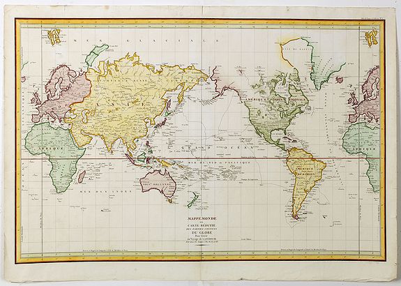 LA PEROUSE, J-F. de., Mappemonde ou carte réduite des parties connues du globe., antique map, old maps