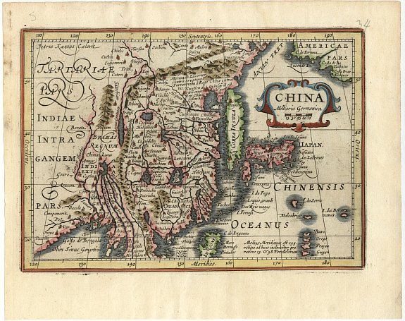 CLUVER, China., antique map, old maps