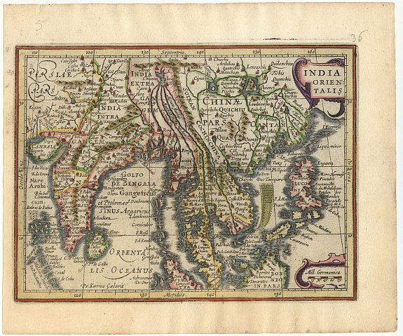 CLUVER, India Orientalis, antique map, old maps