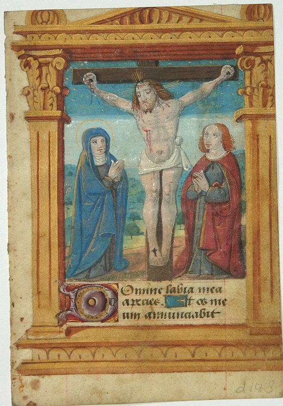 BOOK OF HOURS, Miniature on vellum from a Belgium manuscript Book of Hours., antique map, old maps