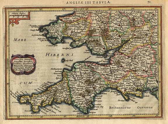 MERCATOR,G./ HONDIUS,J., Cornubia, Devonia,.., antique map, old maps