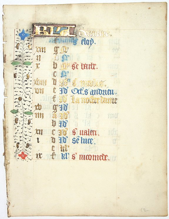 BOOK OF HOURS, Leaf on vellum from a manuscript Book of Hours., antique map, old maps