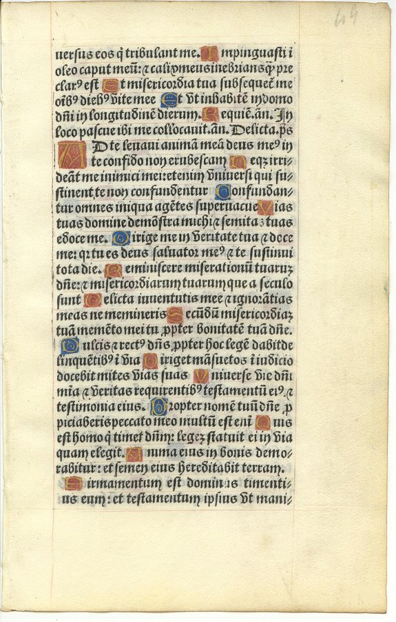 BOOK OF HOURS, Leaf from a printed Book of Hours on vellum., antique map, old maps