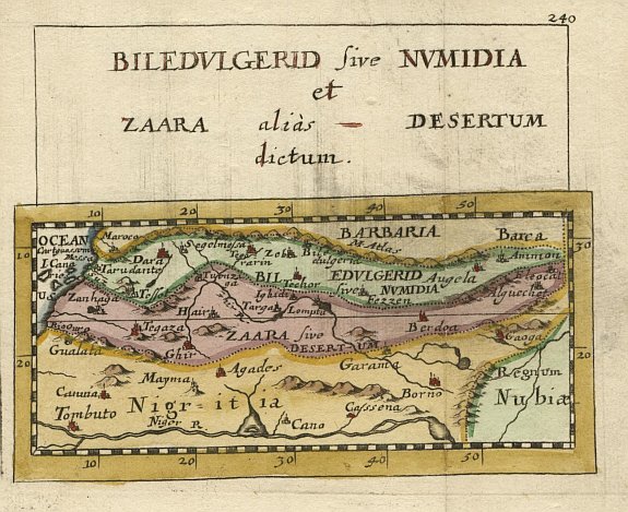 DUVAL,P., Biledulgerid sive Numidia et Zaara alias Desertum dictum., antique map, old maps