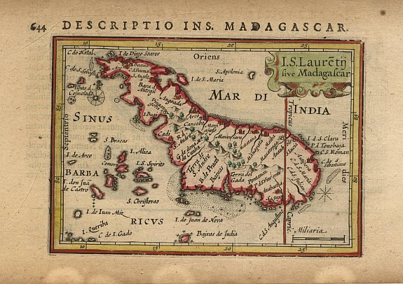 BERTIUS, P., I.S. Lauretij sive Madagascar, antique map, old maps