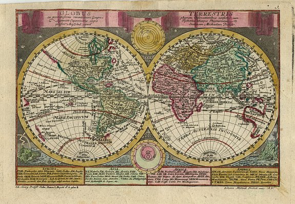 PROBST, J.M., Globus Terrestris, antique map, old maps