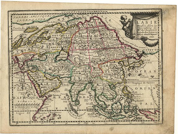CHIQUET,J., L' Asie Dressee selon les Observations de Mrs. De l' Academire Royales des Sciences., antique map, old maps