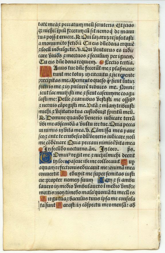HARDOUYN,G., Leaf from a printed Book of Hours on vellum., antique map, old maps