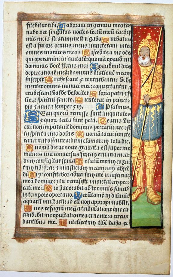 BOOK OF HOURS, Leaf from a printed Book of Hours on vellum., antique map, old maps