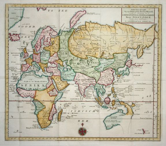 TIRION,I., Nieuwe Kaart van het Oostelijkste Deel der Weereld, antique map, old maps