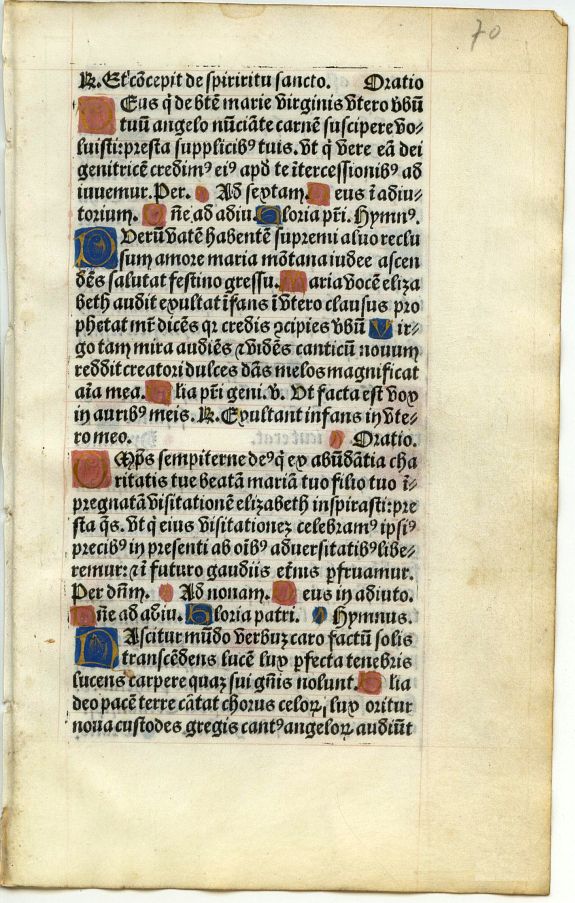 BOOK OF HOURS, Leaf from a printed Book of Hours on vellum., antique map, old maps