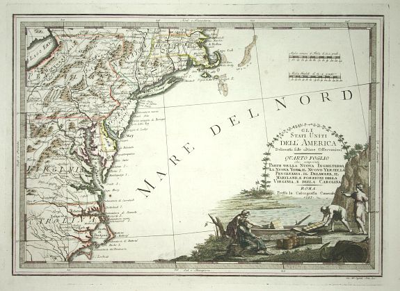 CASSINI, G.M., Gli Stati Uniti Dell America, Quarto Foglio., antique map, old maps