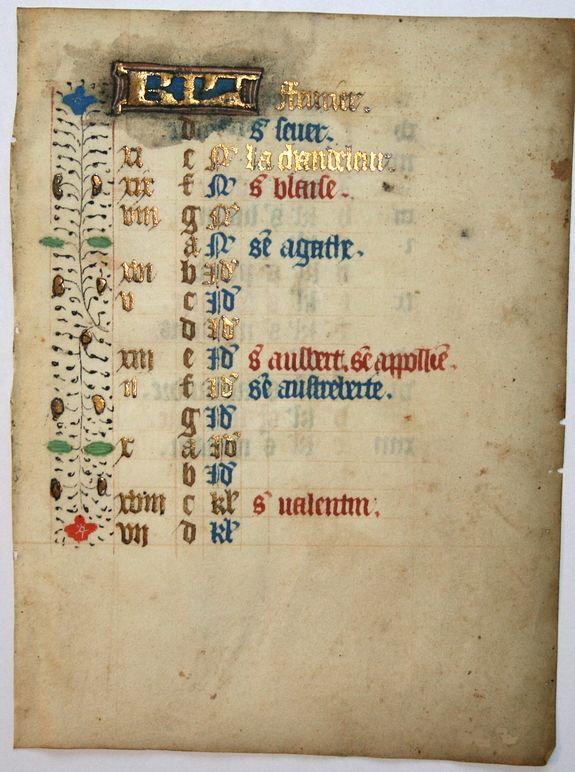BOOK OF HOURS, Leaf on vellum from a manuscript Book of Hours., antique map, old maps