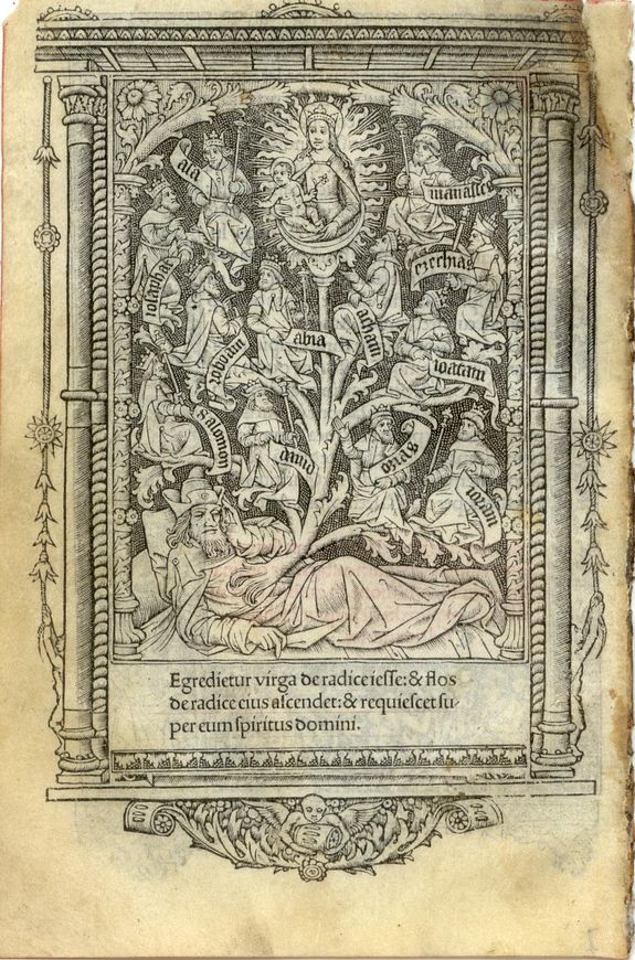 BOOK OF HOURS, Leaf on vellum from a printed Book of Hours., antique map, old maps