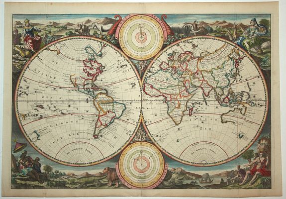 STOOPENDAAL,D., Untitled Worldmap Orbis terrarum, antique map, old maps