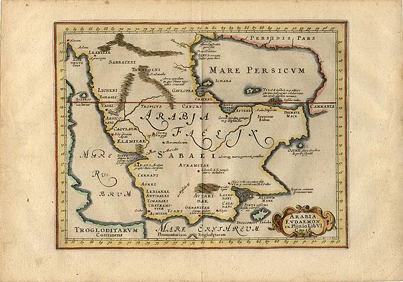 CLUVER,P., Arabia Eudaemon ex Plinio Lib VI Cap. 28. Orbis terrarum, antique map, old maps