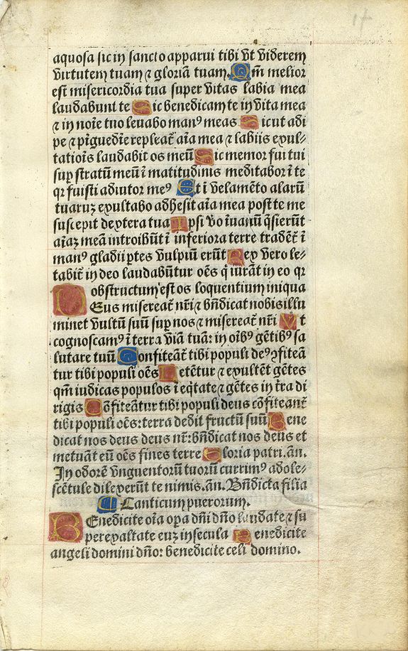 BOOK OF HOURS, Leaf from a printed Book of Hours on vellum., antique map, old maps