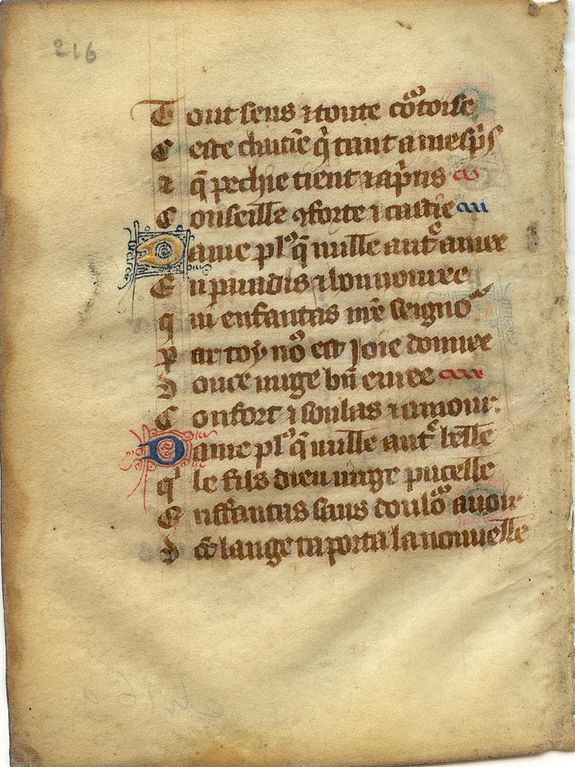 BOOK OF HOURS, Leaf on vellum from a manuscript Book of Hours., antique map, old maps