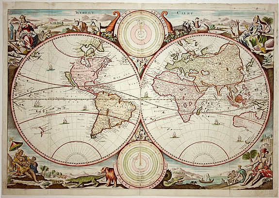 STOOPENDAAL,D., Werelt Caert. Orbis terrarum, antique map, old maps