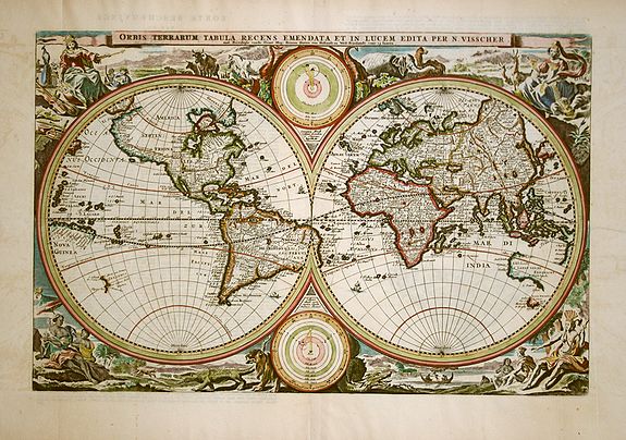 VISSCHER,N., Orbis Terrarum Tabula Recens.., antique map, old maps