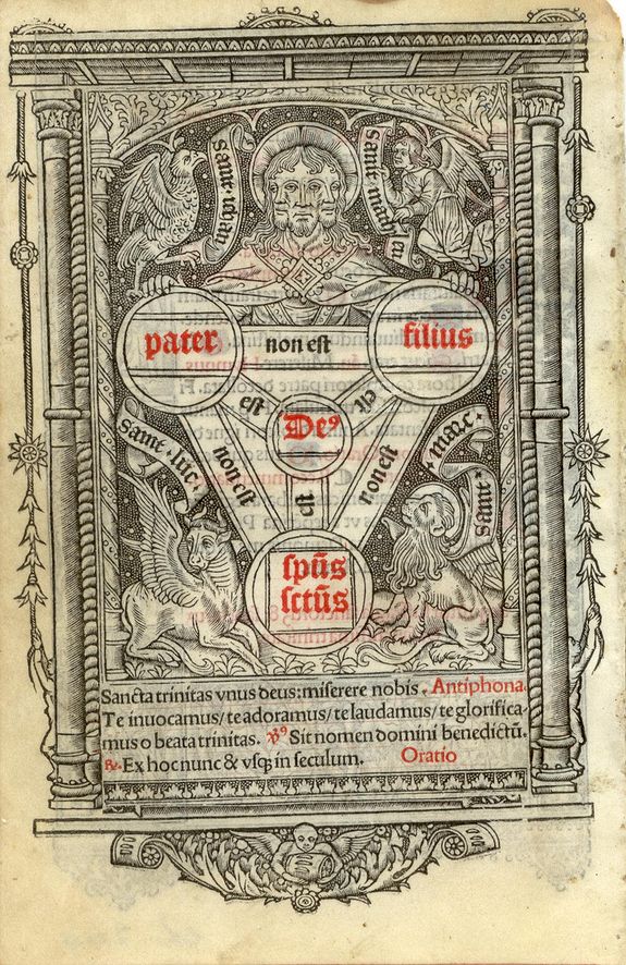 BOOK OF HOURS, Leaf on vellum from a printed Book of Hours., antique map, old maps