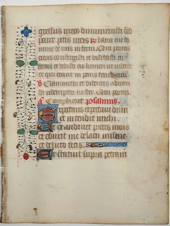 BOOK OF HOURS, Leaf on vellum from a manuscript Book of Hours., antique map, old maps