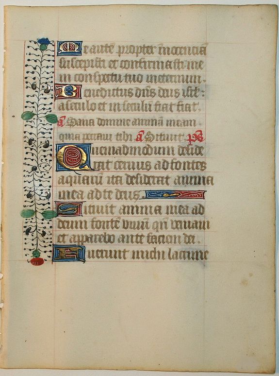 BOOK OF HOURS, Leaf on vellum from a manuscript Book of Hours., antique map, old maps
