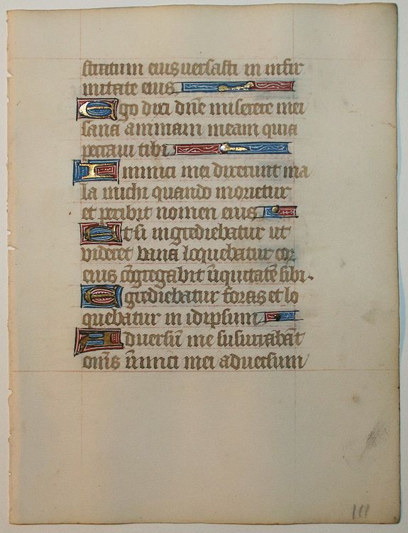 BOOK OF HOURS, Leaf on vellum from a manuscript Book of Hours., antique map, old maps