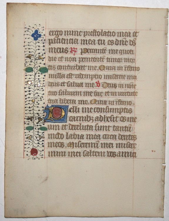 BOOK OF HOURS, Leaf on vellum from a manuscript Book of Hours., antique map, old maps