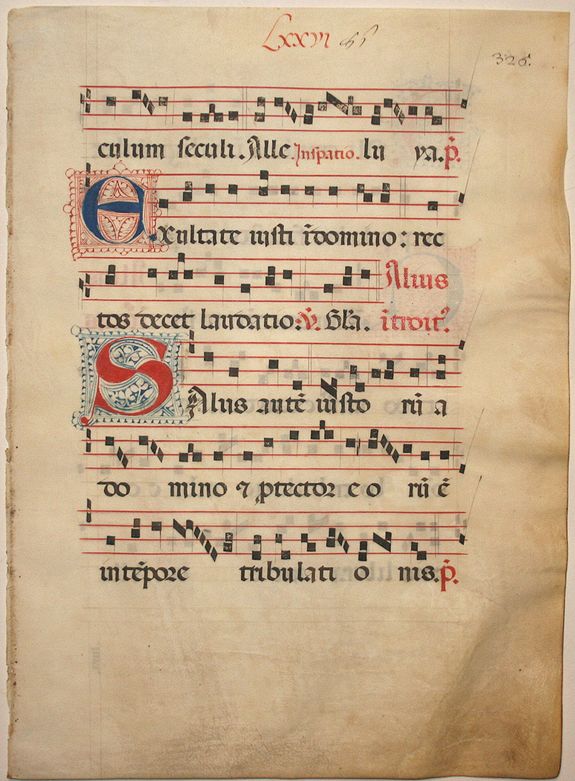 ANTIPHONARIUM, Leaf on vellum from an antiphonary., antique map, old maps