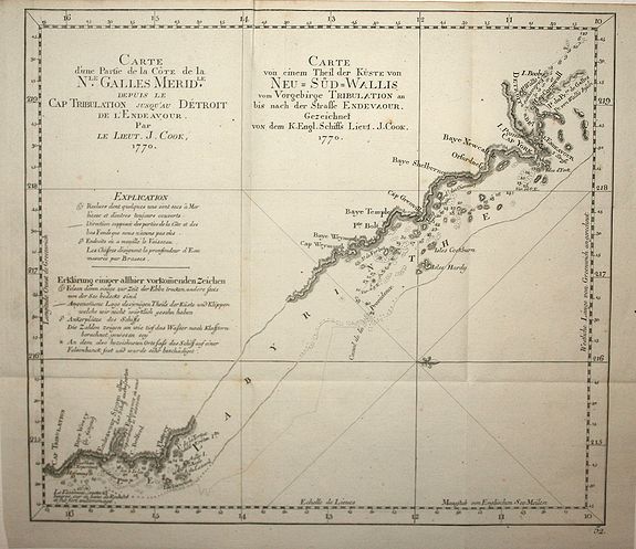COOK, J., Carte d\'une Partie de la Cote de la Nle. Galles Meridle., antique map, old maps