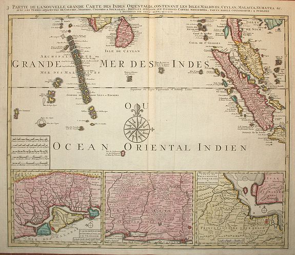ELWE, J.B., Partie de la Nouvelle Grande Carte des Indes Orientales.. 4 parts, antique map, old maps