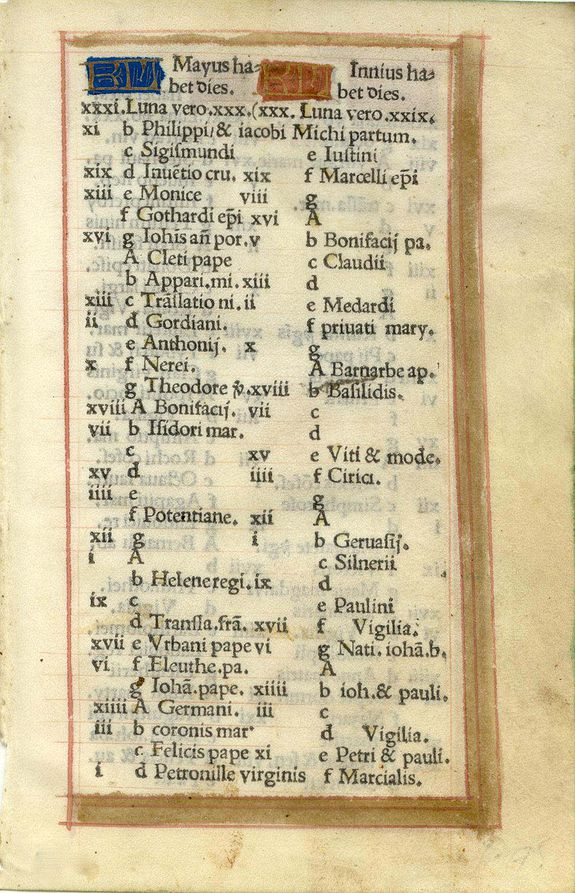 BOOK OF HOURS, Leaf on vellum from a printed Book of Hours., antique map, old maps