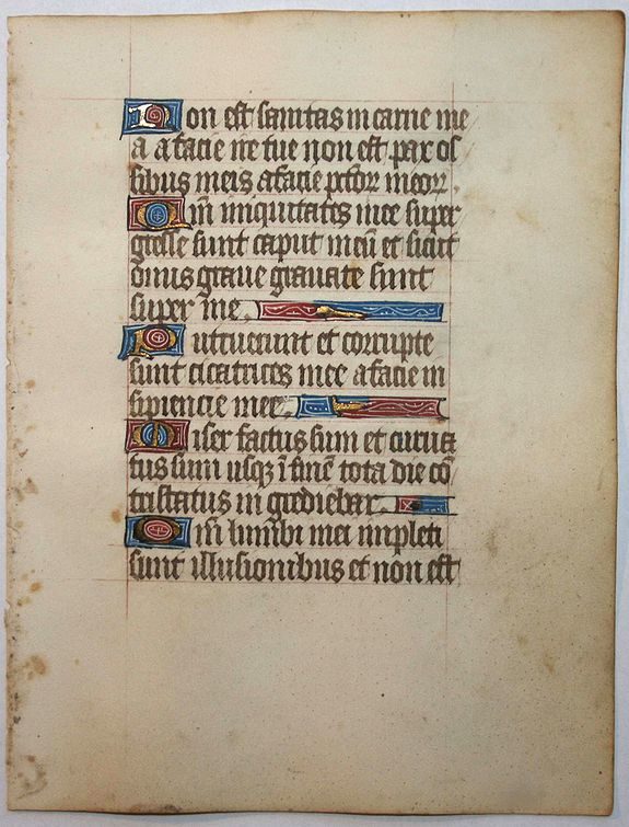 BOOK OF HOURS, Leaf on vellum from a manuscript Book of Hours., antique map, old maps