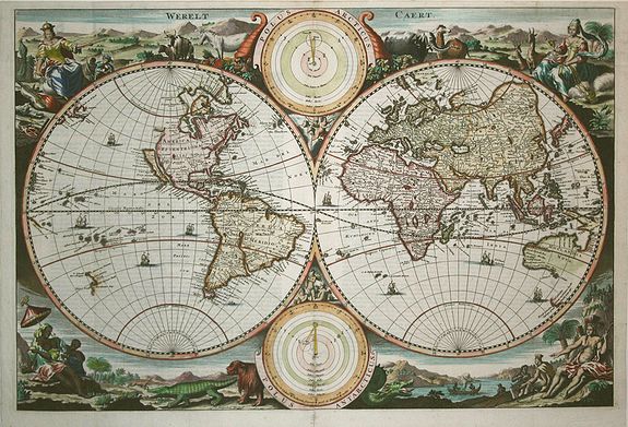 STOOPENDAAL,D., Werelt Caert. Orbis terrarum, antique map, old maps