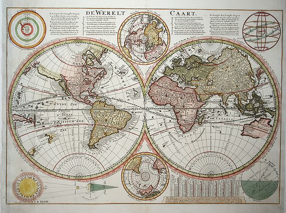 ELWE, I.B., De Werelt Caart, antique map, old maps