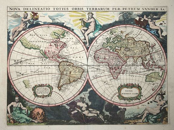 Aa, P. van der, Nova Delineatio Totius Orbis Terrarum., antique map, old maps