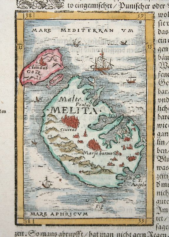 MÜNSTER, S., Melita., antique map, old maps