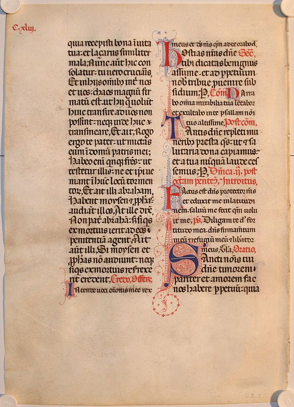ANTIPHONAL, Leaf from a manuscript antiphonal on vellum., antique map, old maps