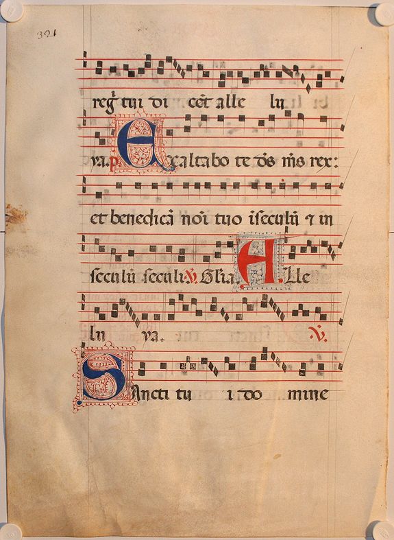 ANTIPHONARIUM, Leaf on vellum from an antiphonary., antique map, old maps