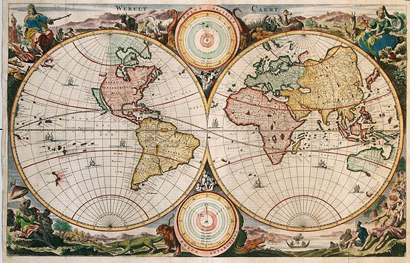 STOOPENDAAL,B., Werelt Caert., antique map, old maps