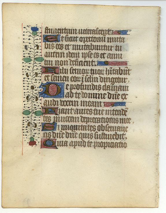 BOOK OF HOURS, Leaf on vellum from a manuscript Book of Hours., antique map, old maps
